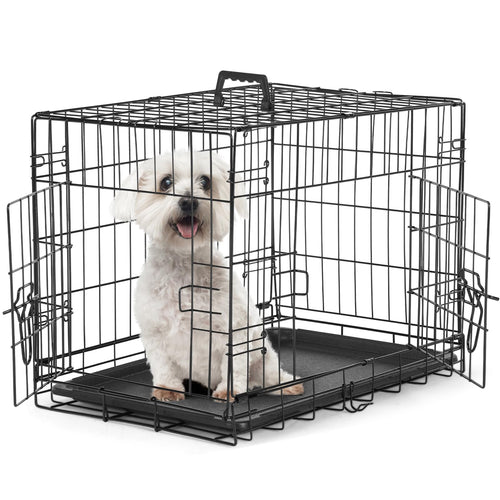 24" Folding Dog Crate — Double Door with Divider Panel