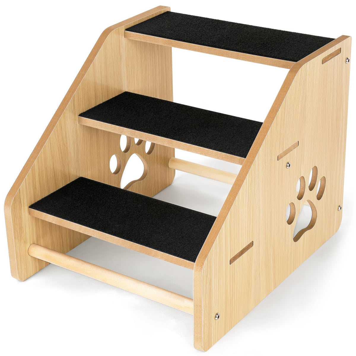 Wooden 3-Step Dog Stairs — For Small & Medium Pets